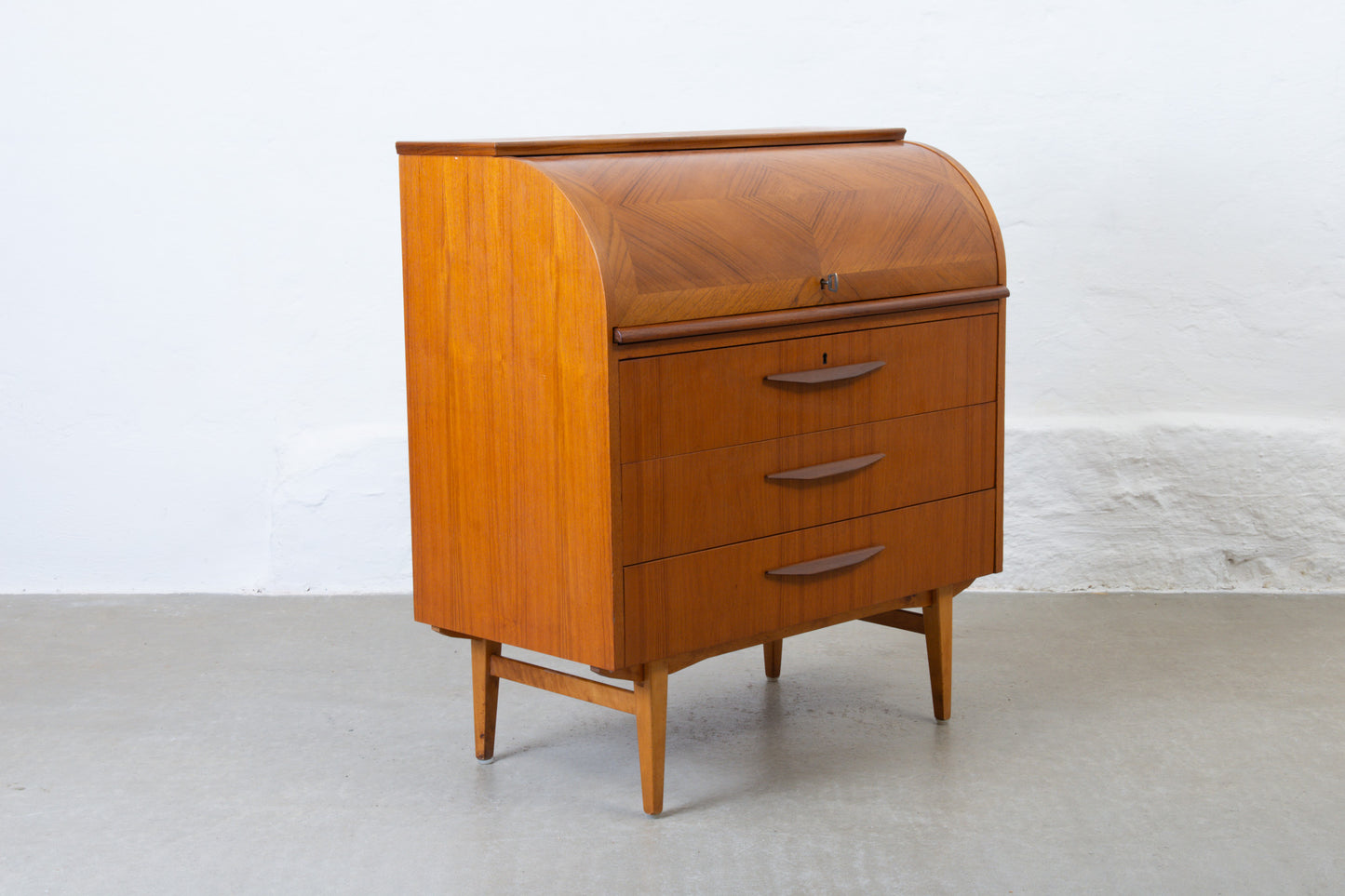 1960s roll top secretary in teak