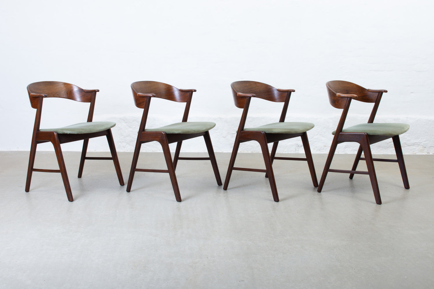 1950s set of four 'KS 21' dining chairs in rosewood + teak
