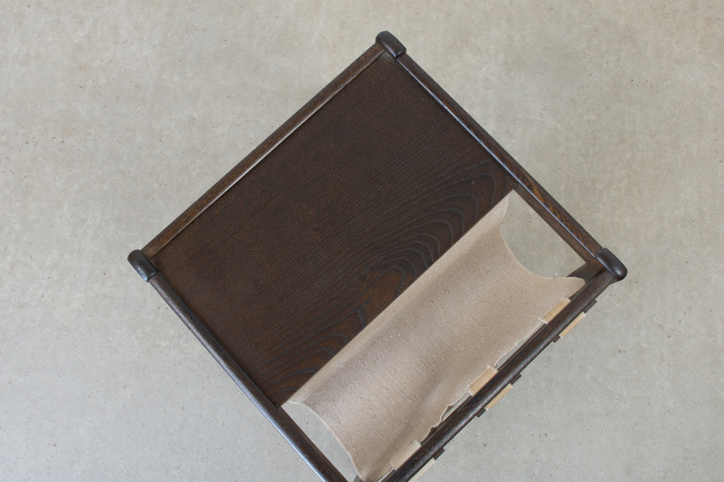 1970s oak + canvas magazine table by Brdr. Furbo