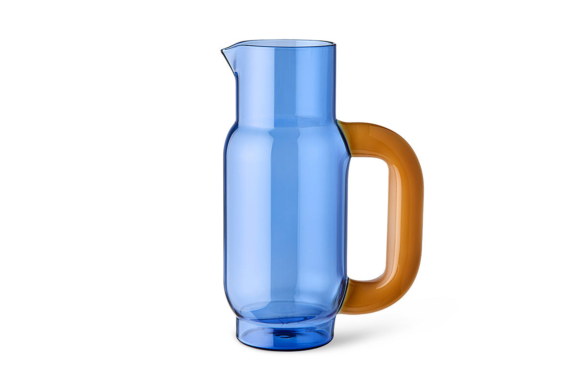 Two-tone glass pitcher by Studio About - Blue/Milky Amber