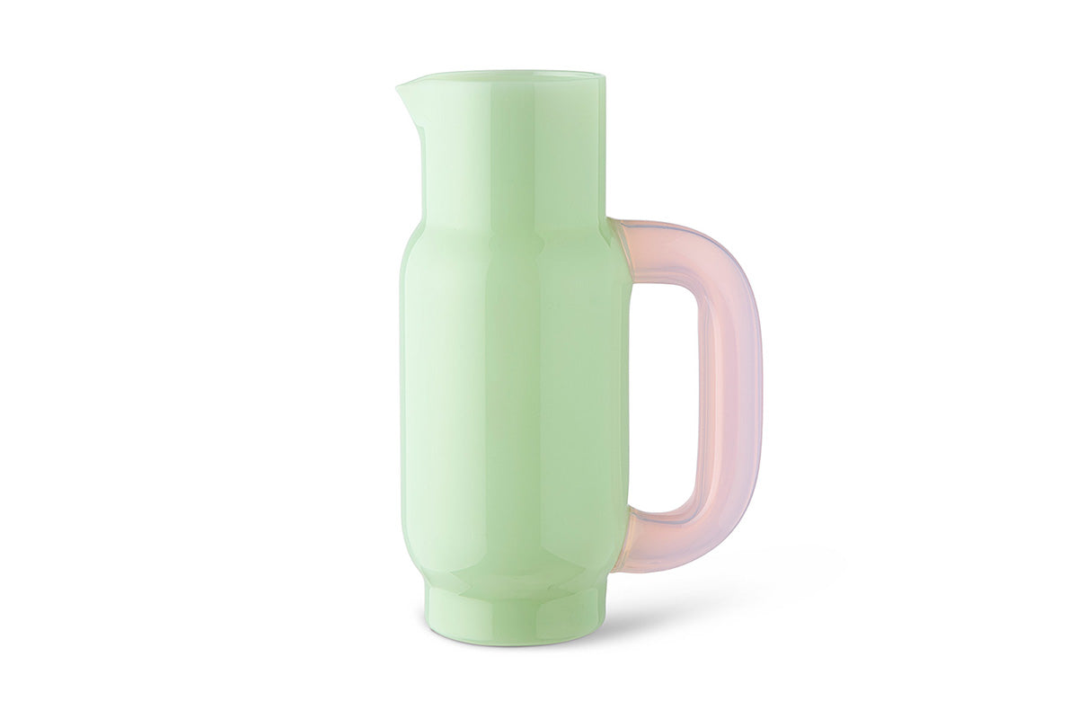 Two-tone glass pitcher by Studio About - Milky Jade/Milky Rose