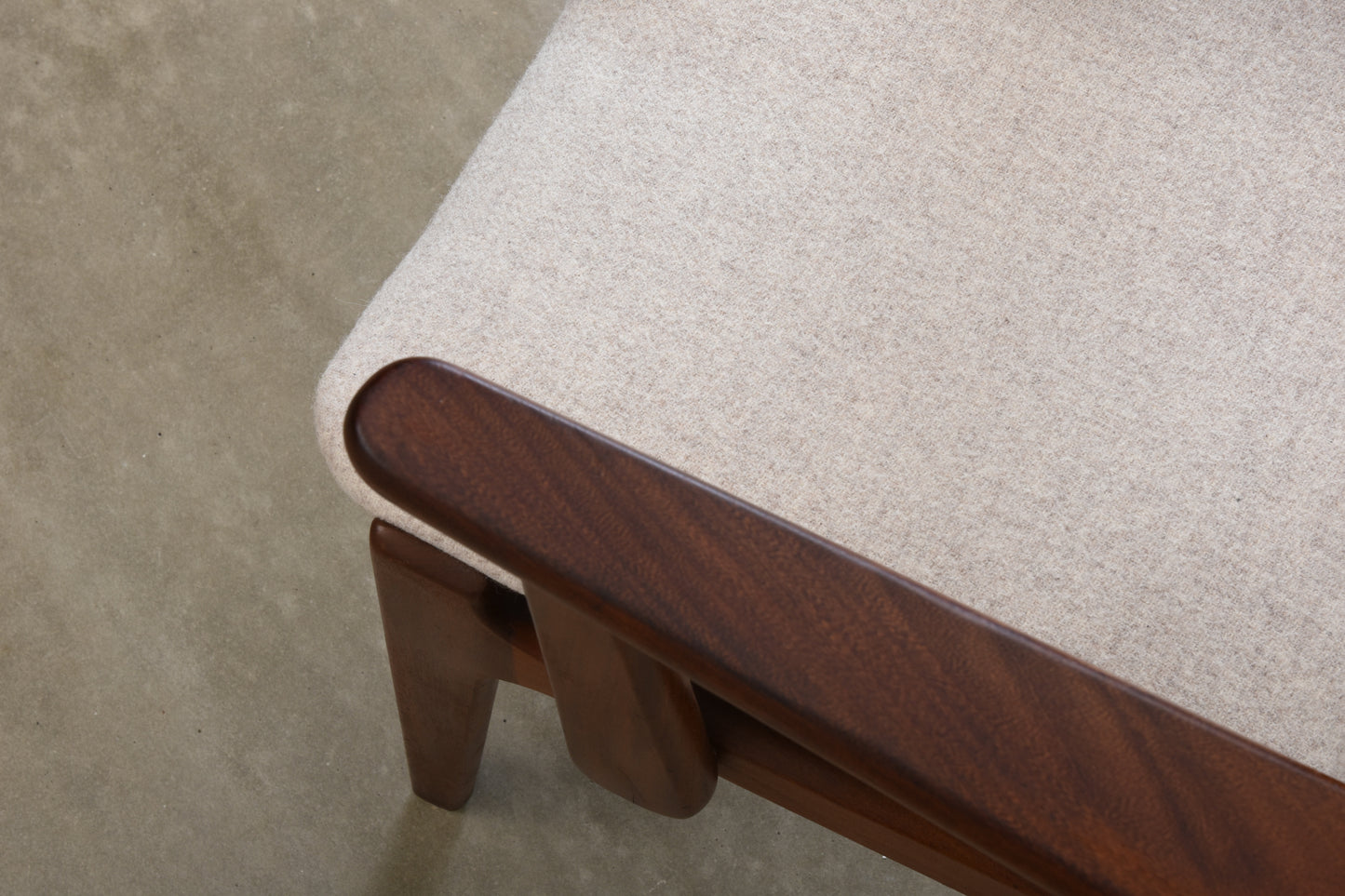 Newly reupholstered: 1960s teak armchair