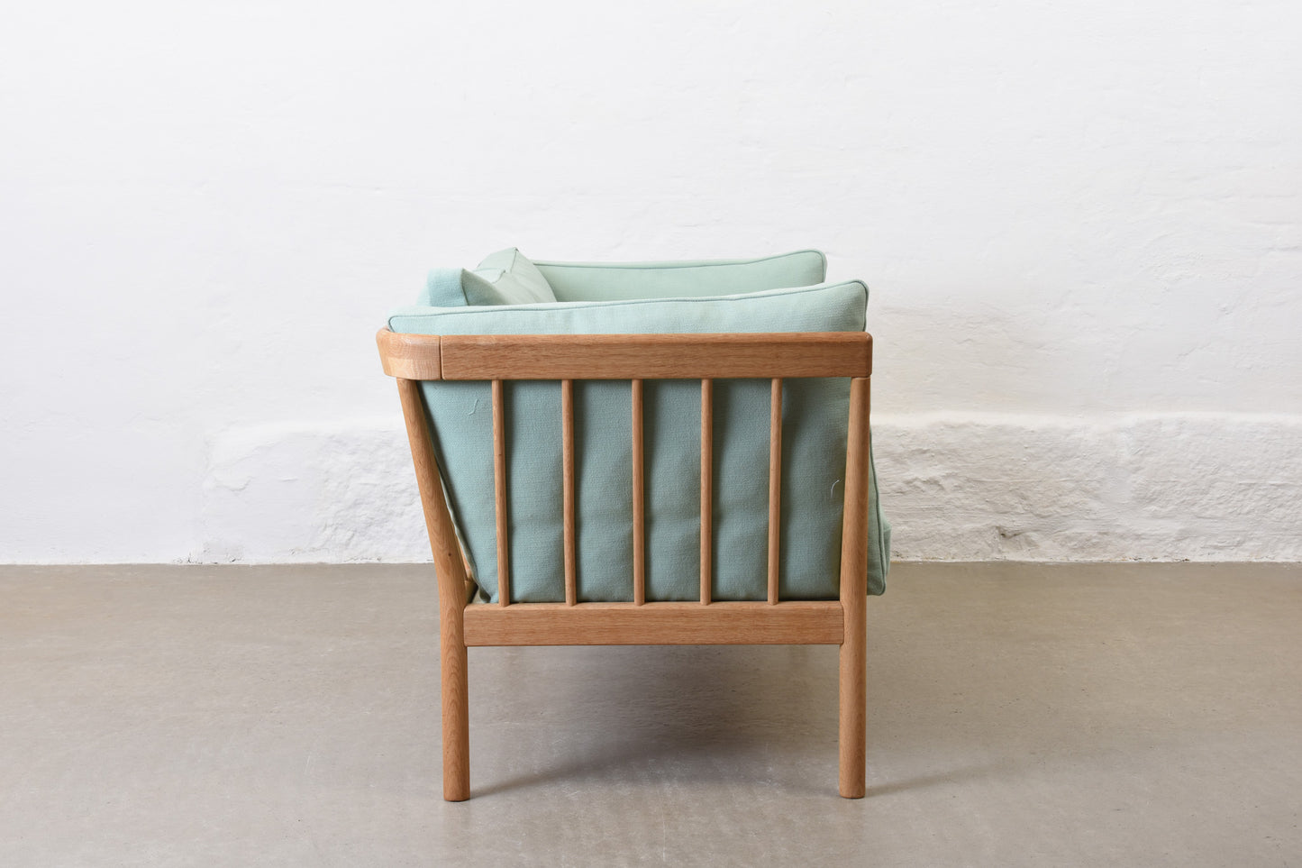 Newly reupholstered: 1980s oak two seater by Finn Østergaard