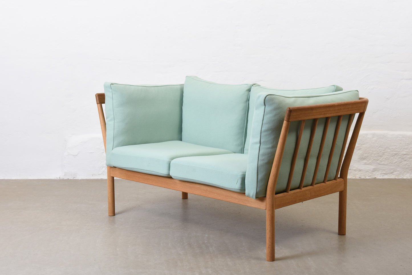 Newly reupholstered: 1980s oak two seater by Finn Østergaard