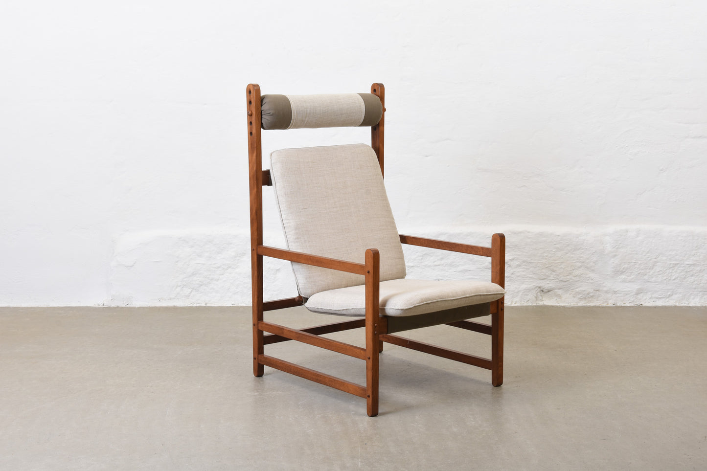 Newly reupholstered: 1960s canvas + beech sling chair