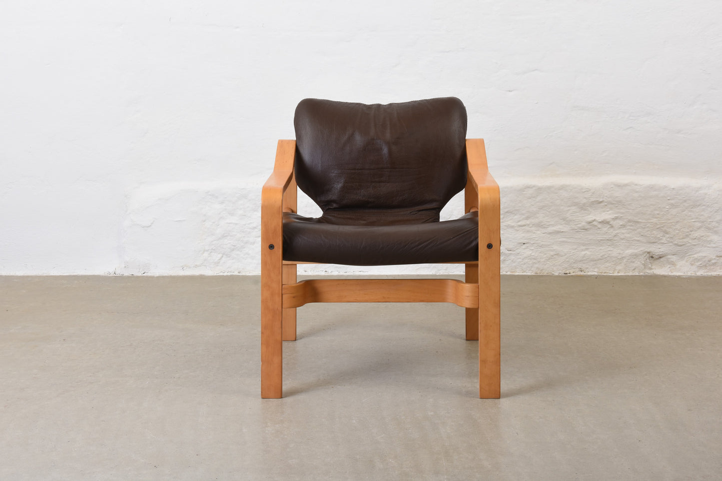 Save £70: 1980s beech + leather lounger by Skippers Møbler