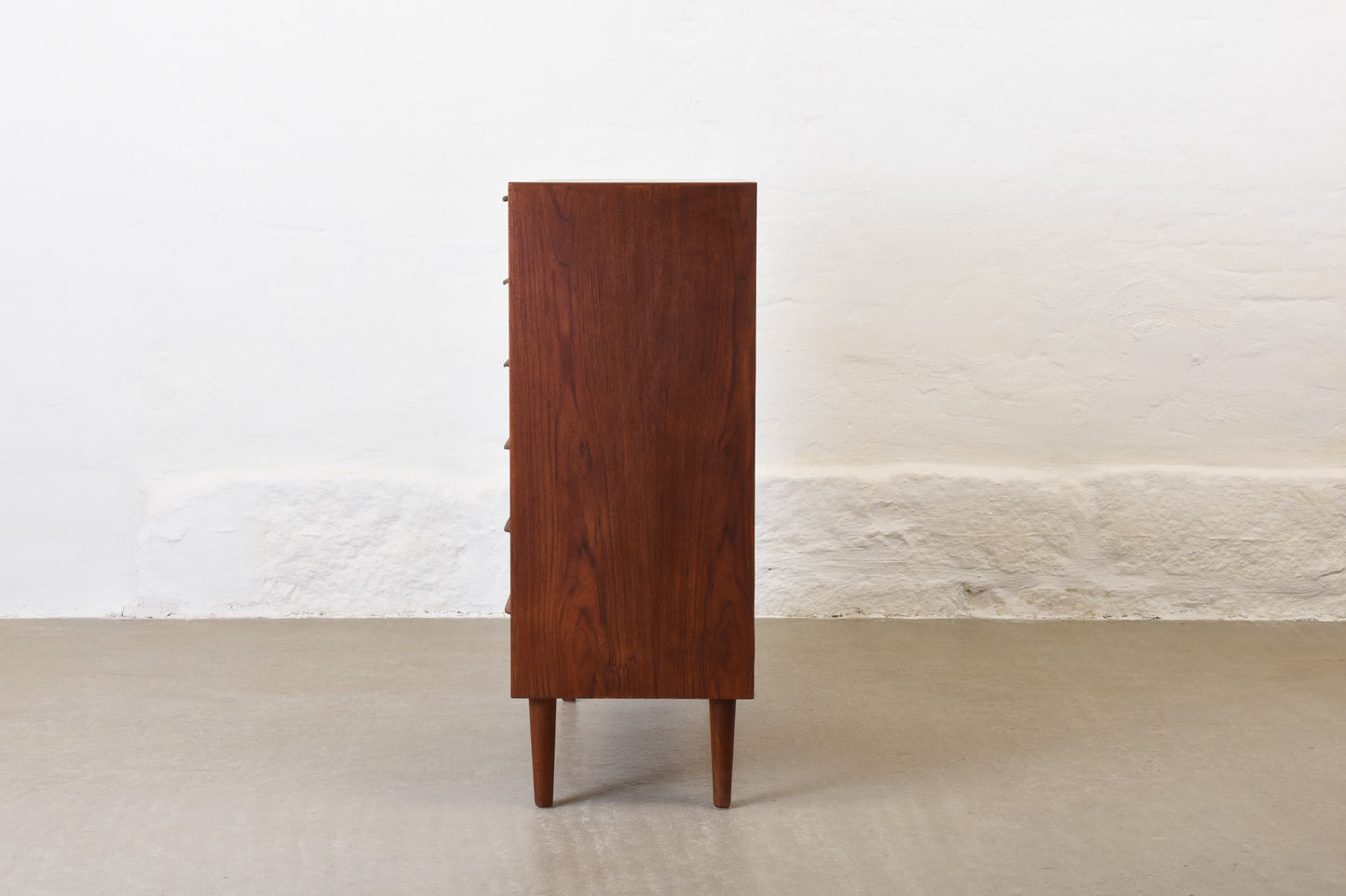 1960s teak chest of drawers with lipped handles