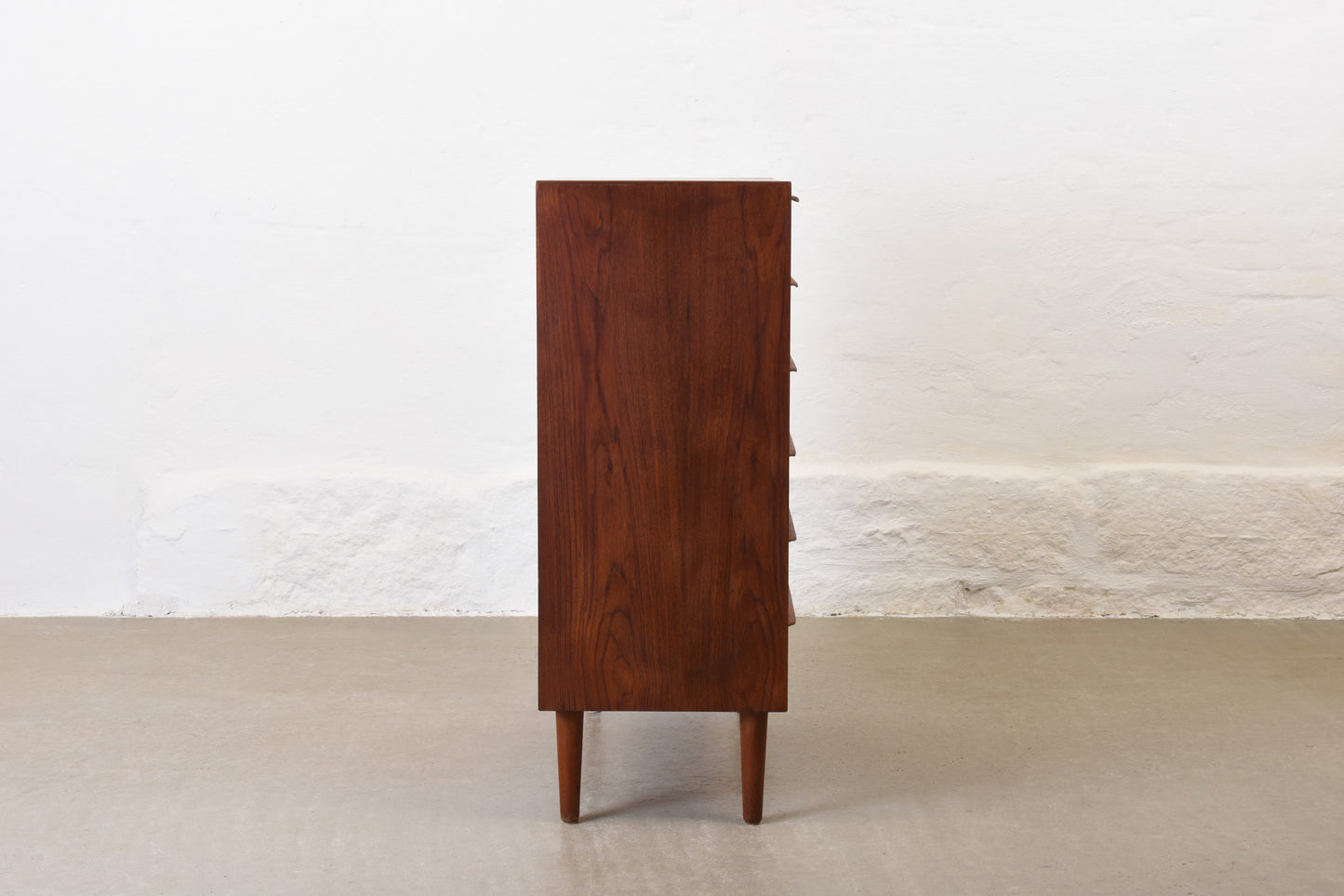 1960s teak chest of drawers with lipped handles