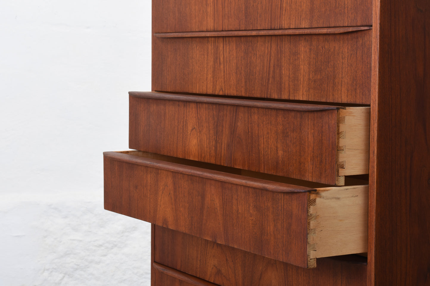 1960s teak chest of drawers with lipped handles