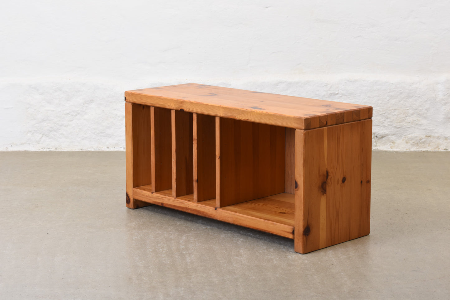 1970s pine media bench by Aksel Kjersgaard