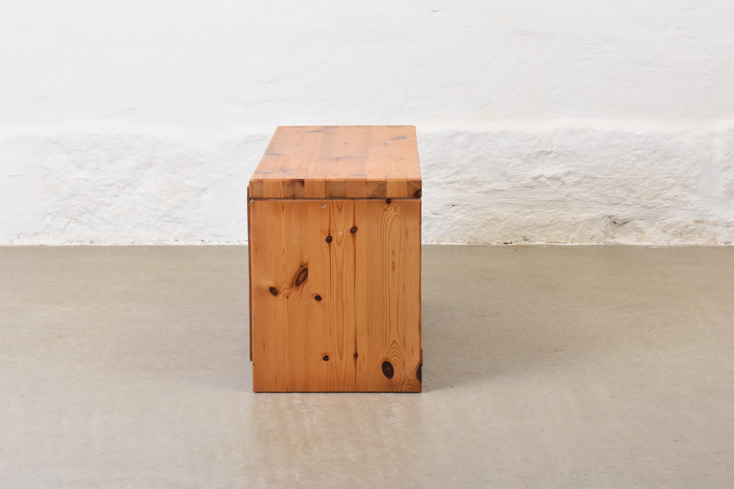 1970s pine media bench by Aksel Kjersgaard