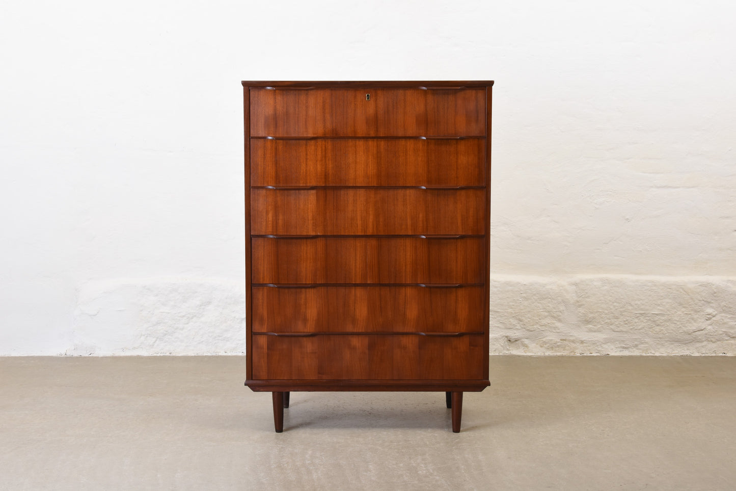 1960s teak chest with lipped handles - 121H cm
