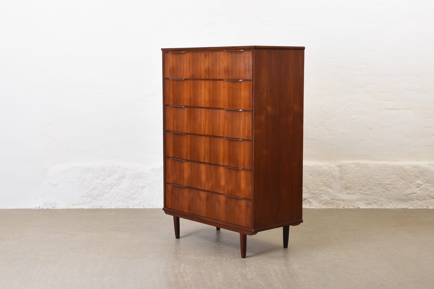 1960s teak chest with lipped handles - 121H cm