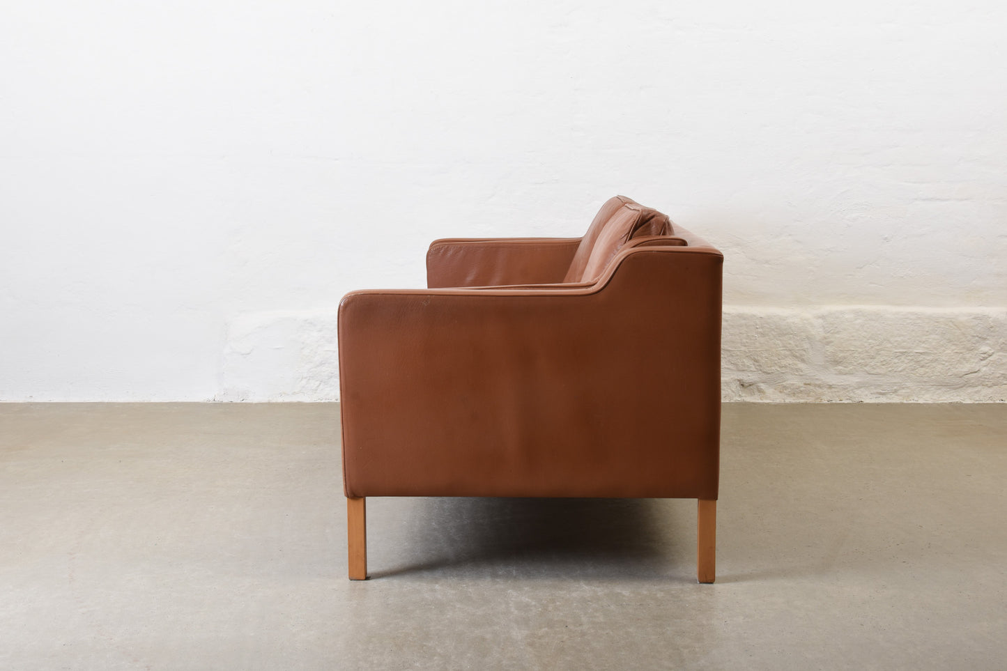 1980s three seat leather sofa by Stouby