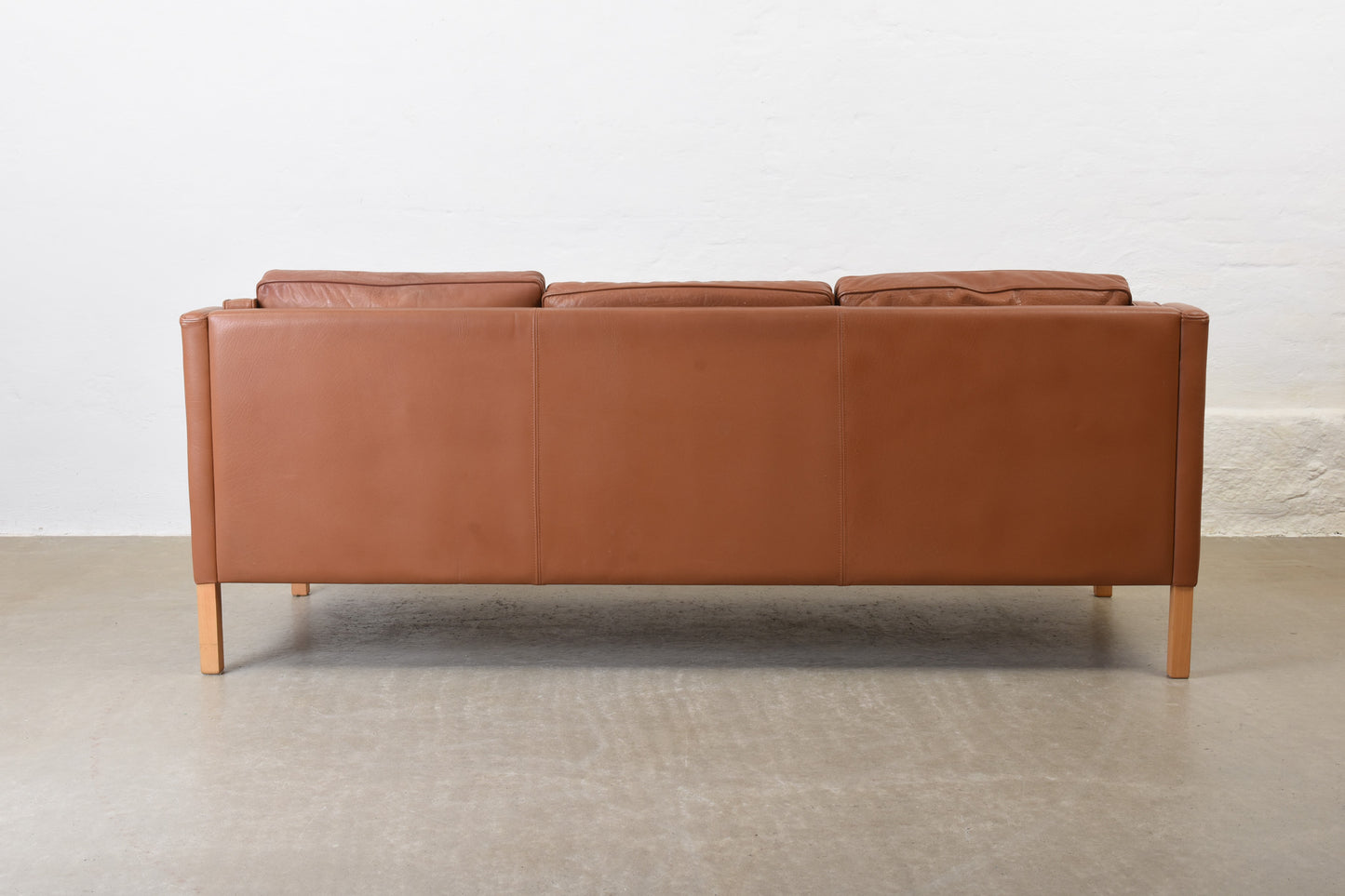 1980s three seat leather sofa by Stouby