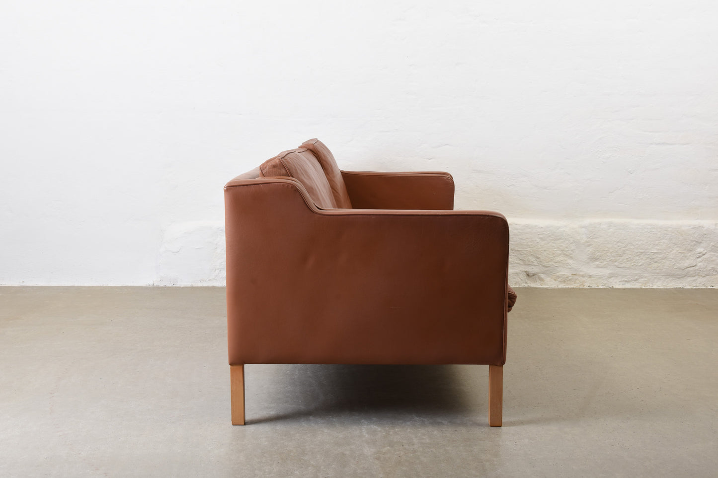 1980s three seat leather sofa by Stouby