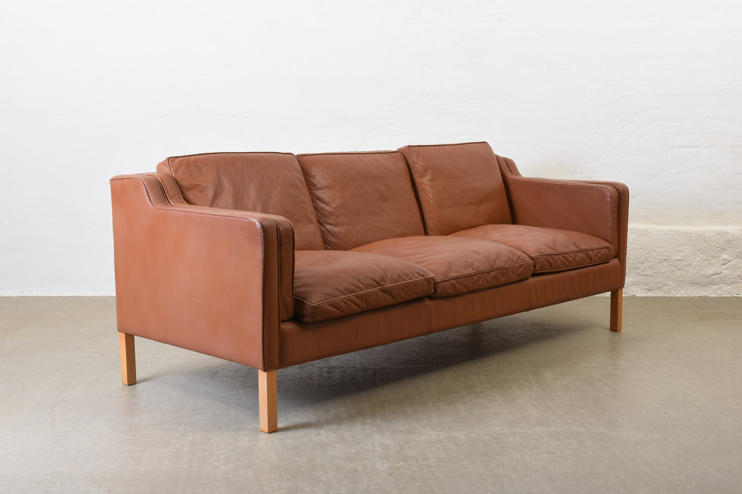 1980s three seat leather sofa by Stouby