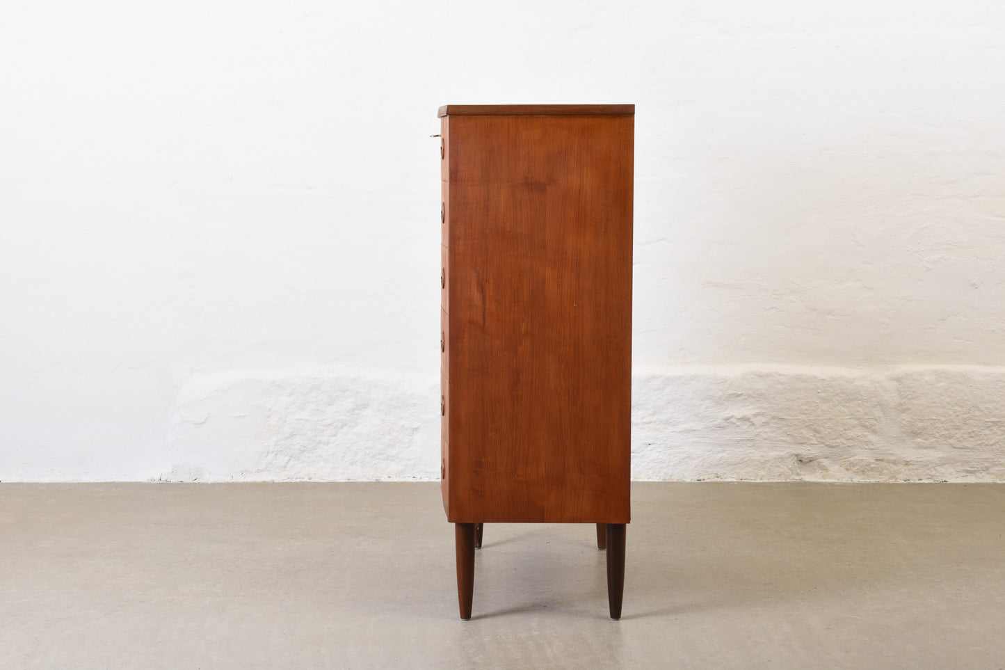 1960s bow-fronted chest in teak