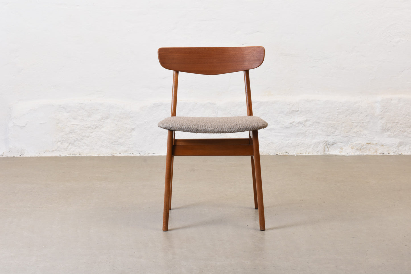 Newly reupholstered: Set of four teak + beech chairs by Findahls Møbelfabrik