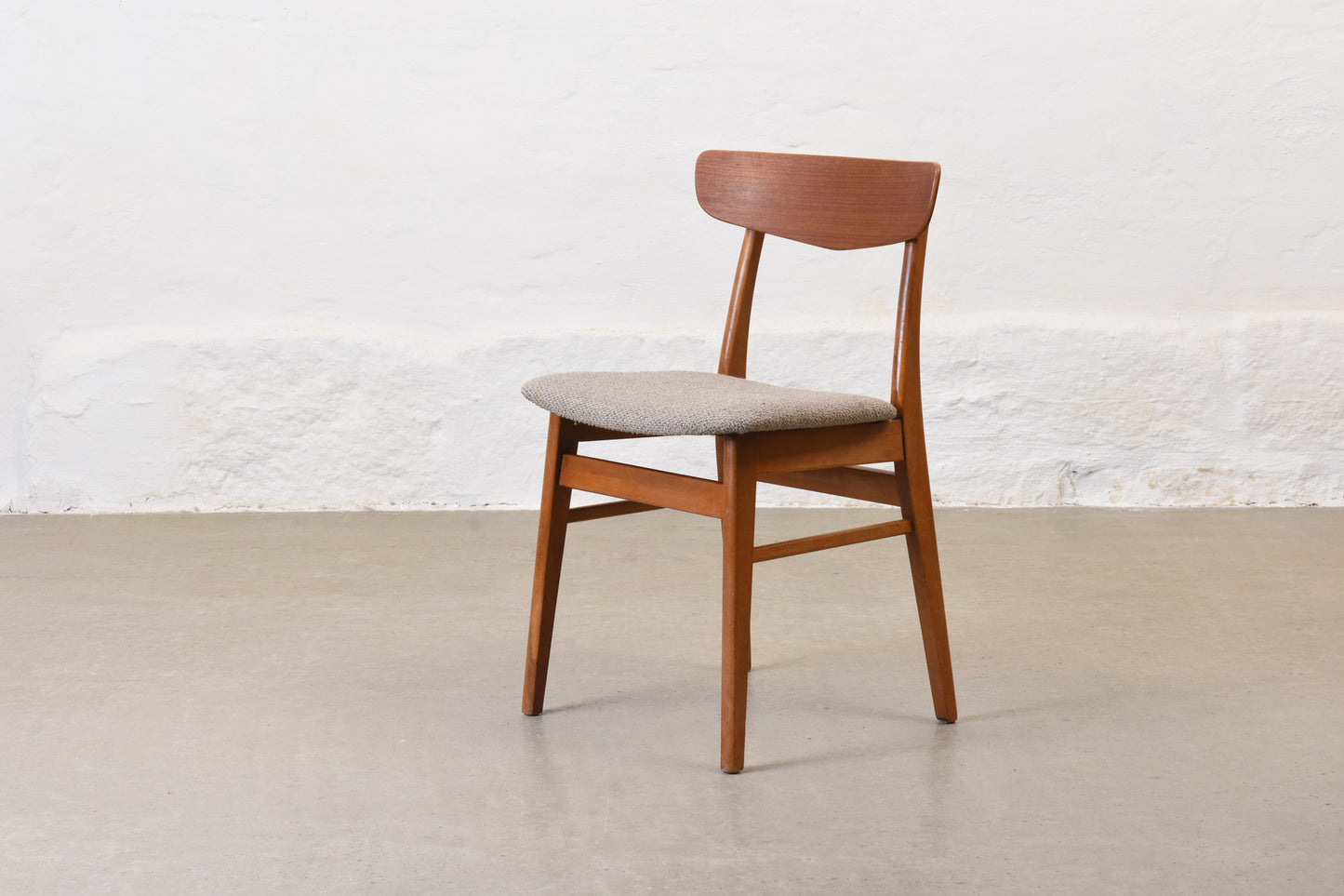 Newly reupholstered: Set of four teak + beech chairs by Findahls Møbelfabrik