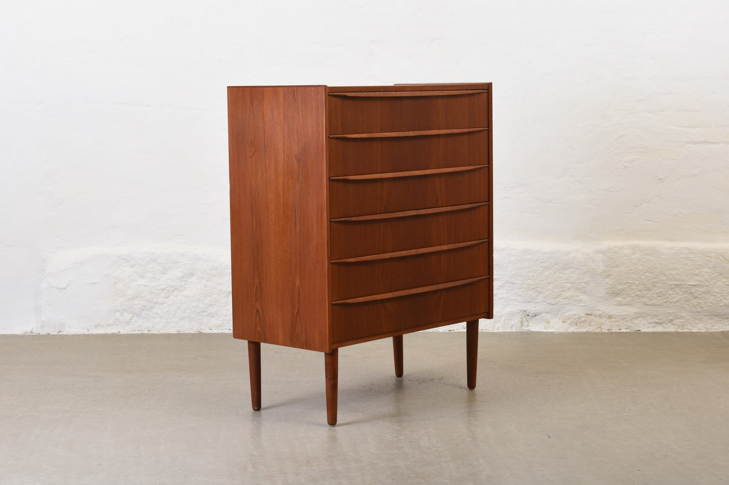 1960s teak chest with lipped handles