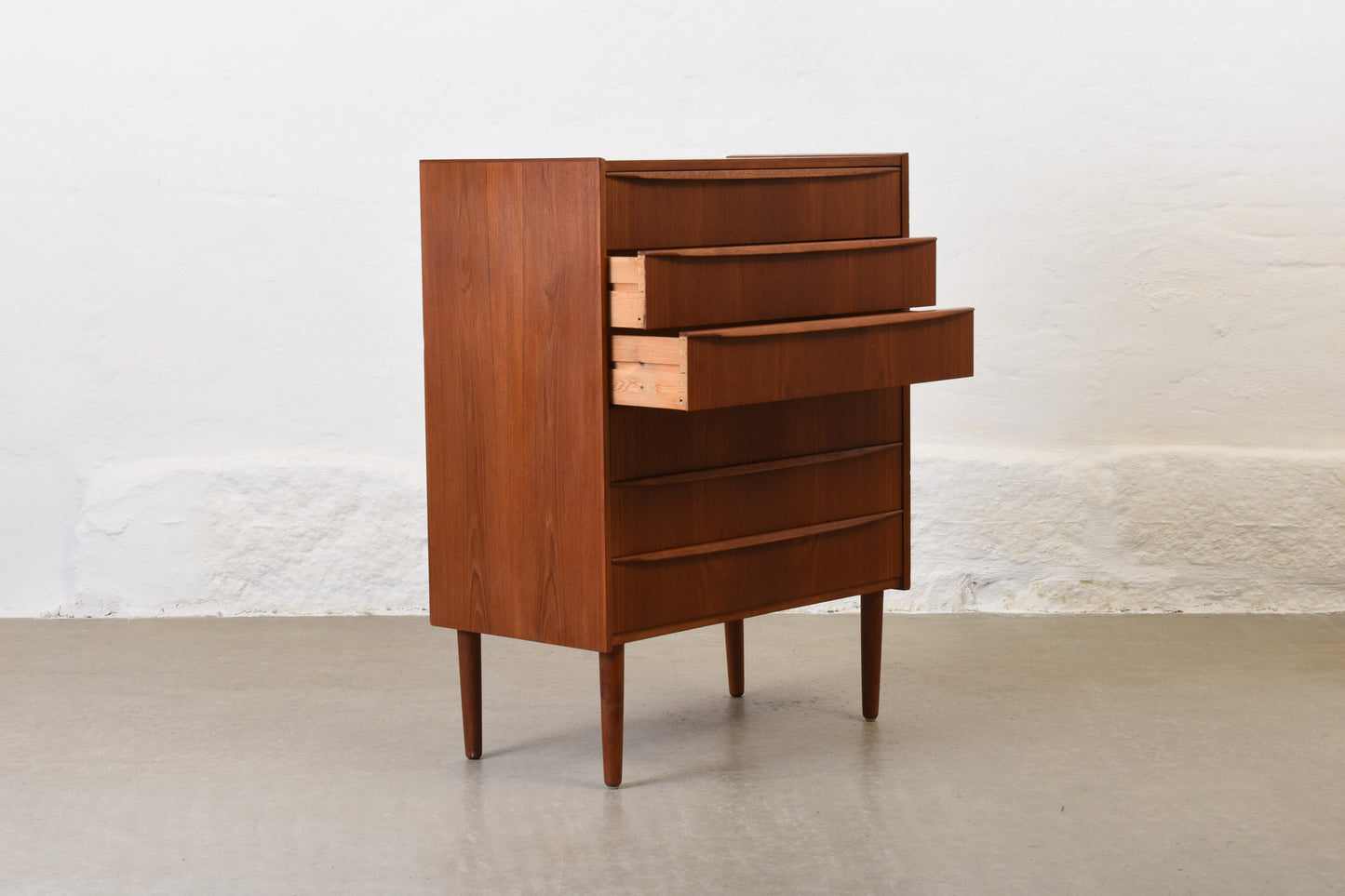 1960s teak chest with lipped handles