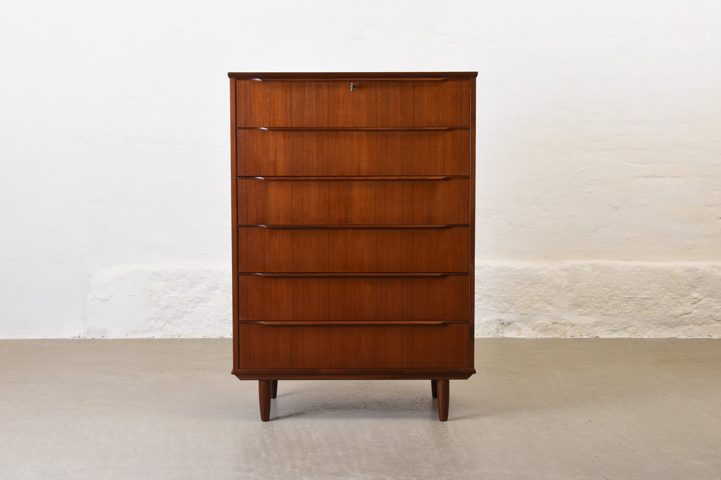 1960s large teak chest with lipped handles no. 1
