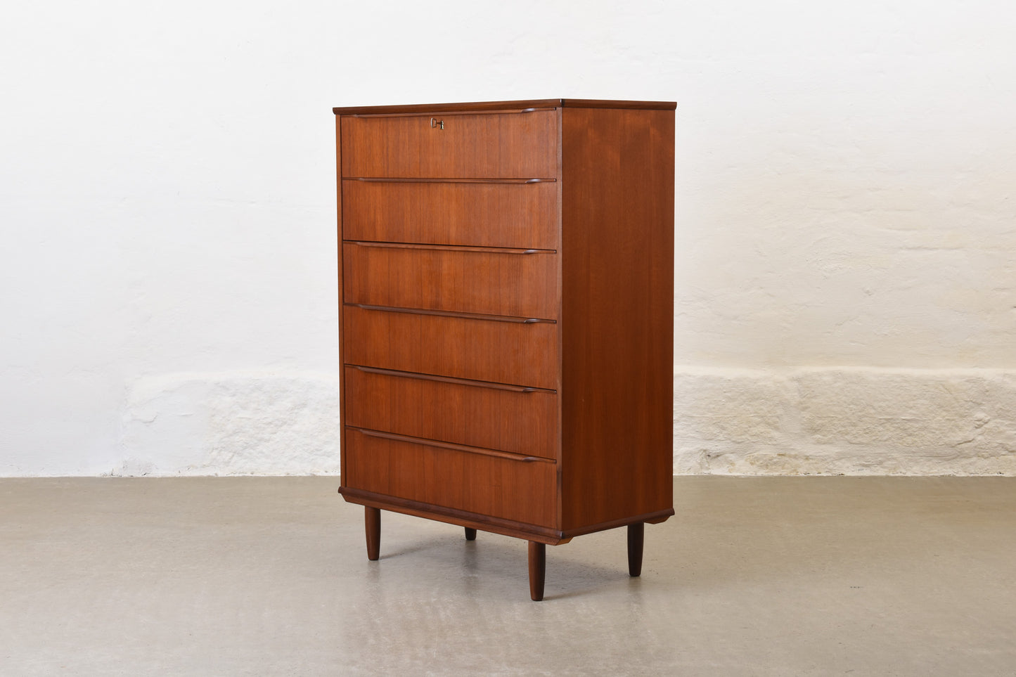 1960s large teak chest with lipped handles no. 1