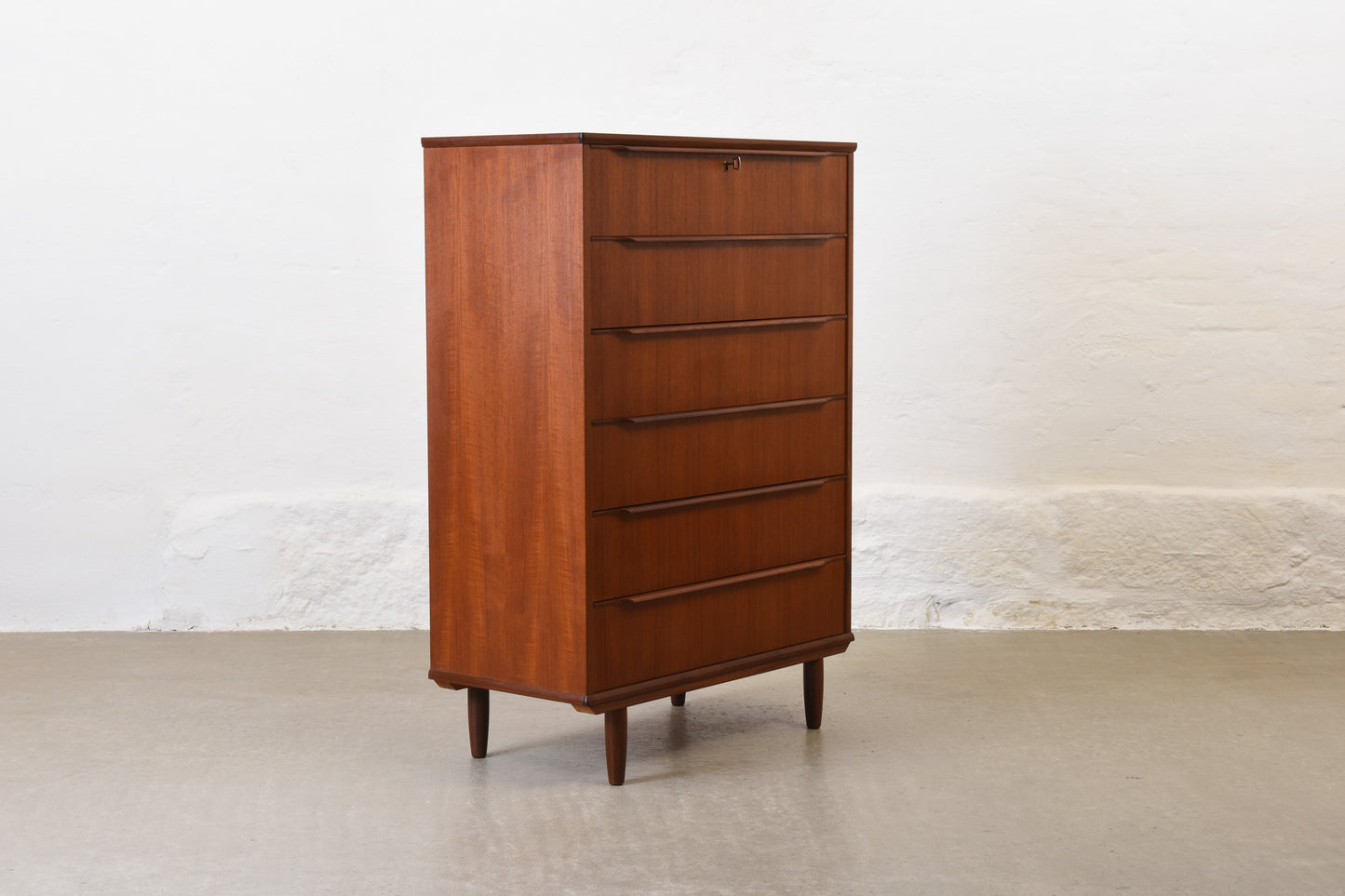1960s large teak chest with lipped handles no. 1