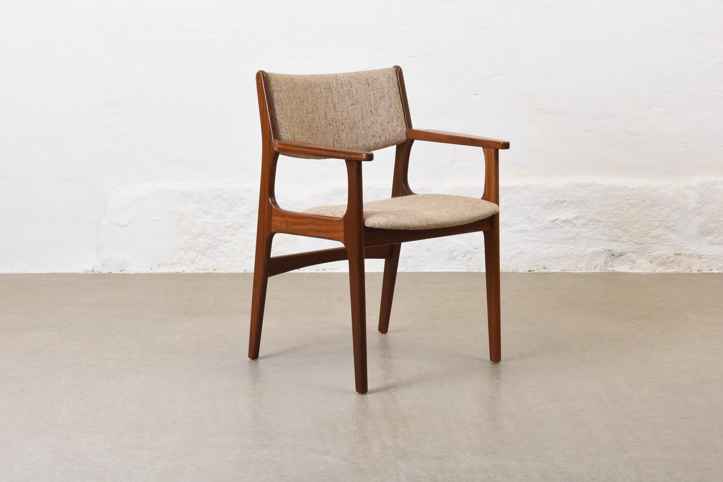 1960s mahogany + wool armchair