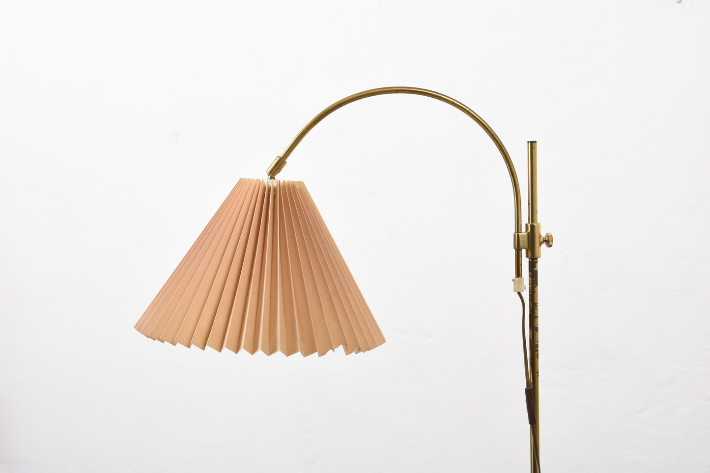 1960s brass floor lamp with pleated shade