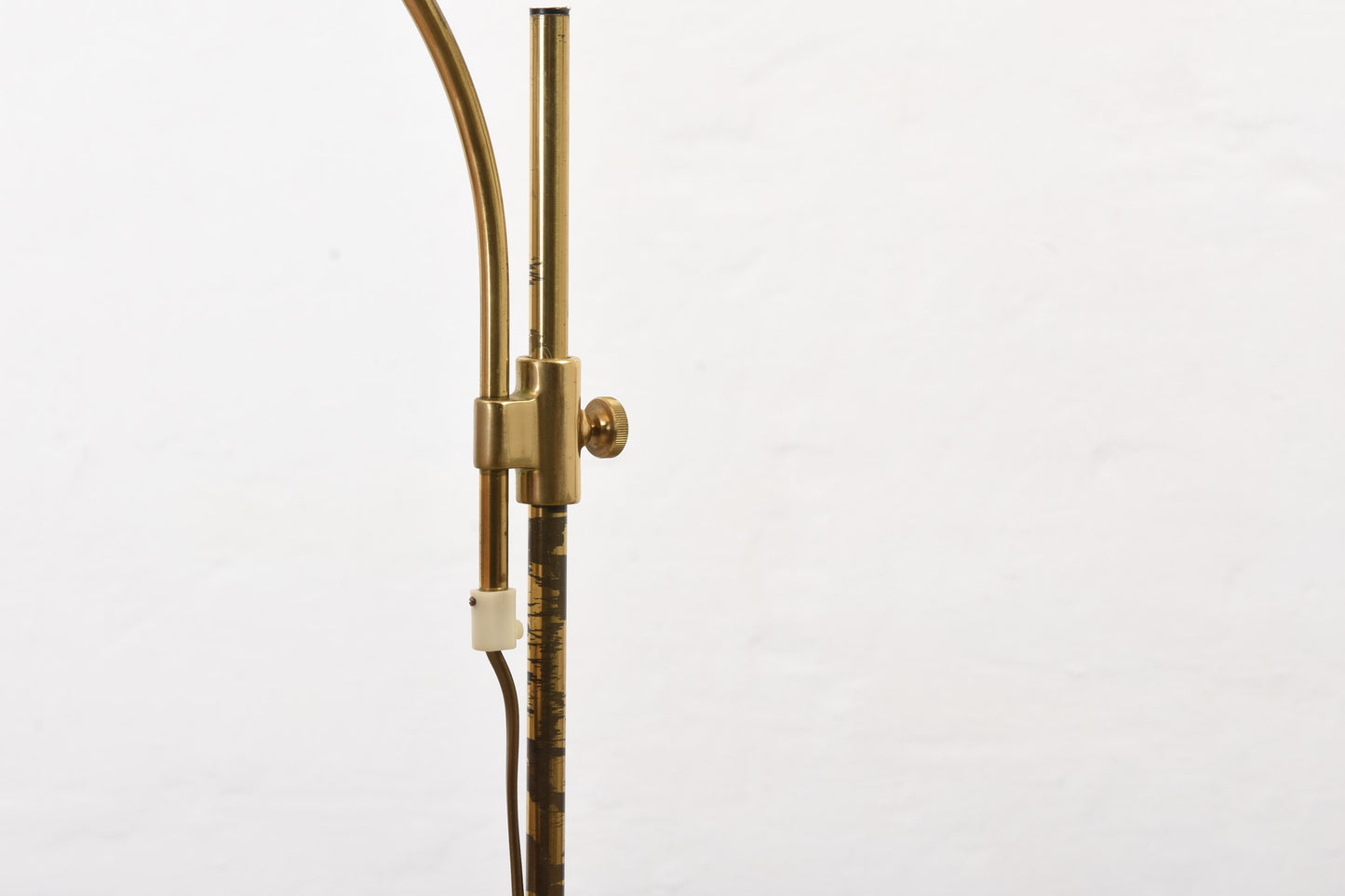 1960s brass floor lamp with pleated shade