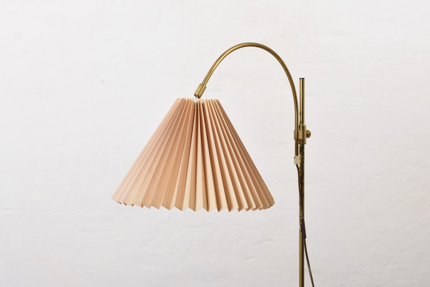 1960s brass floor lamp with pleated shade