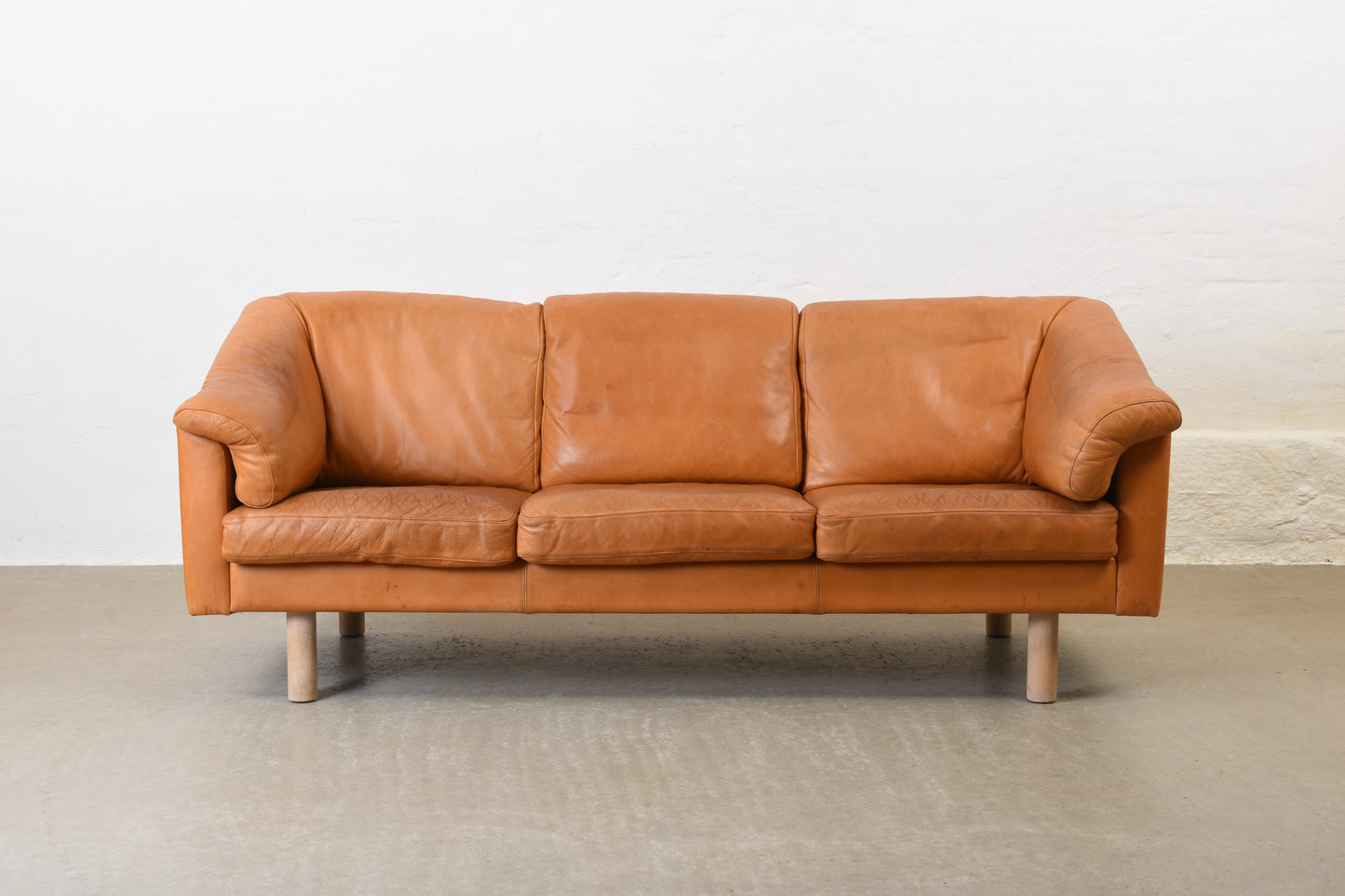 1980s Danish leather three seater