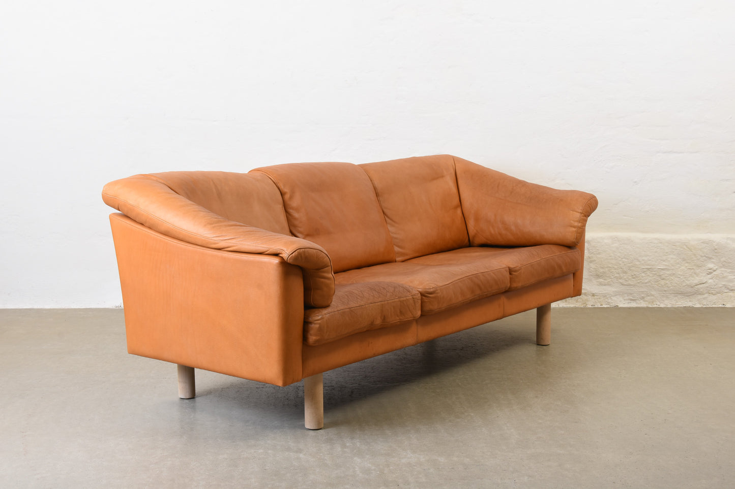 1980s Danish leather three seater