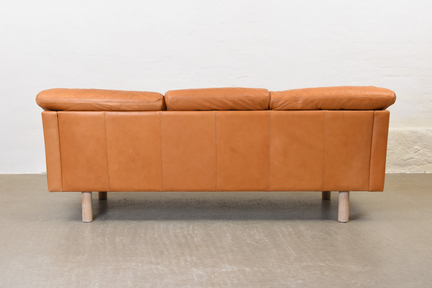 1980s Danish leather three seater
