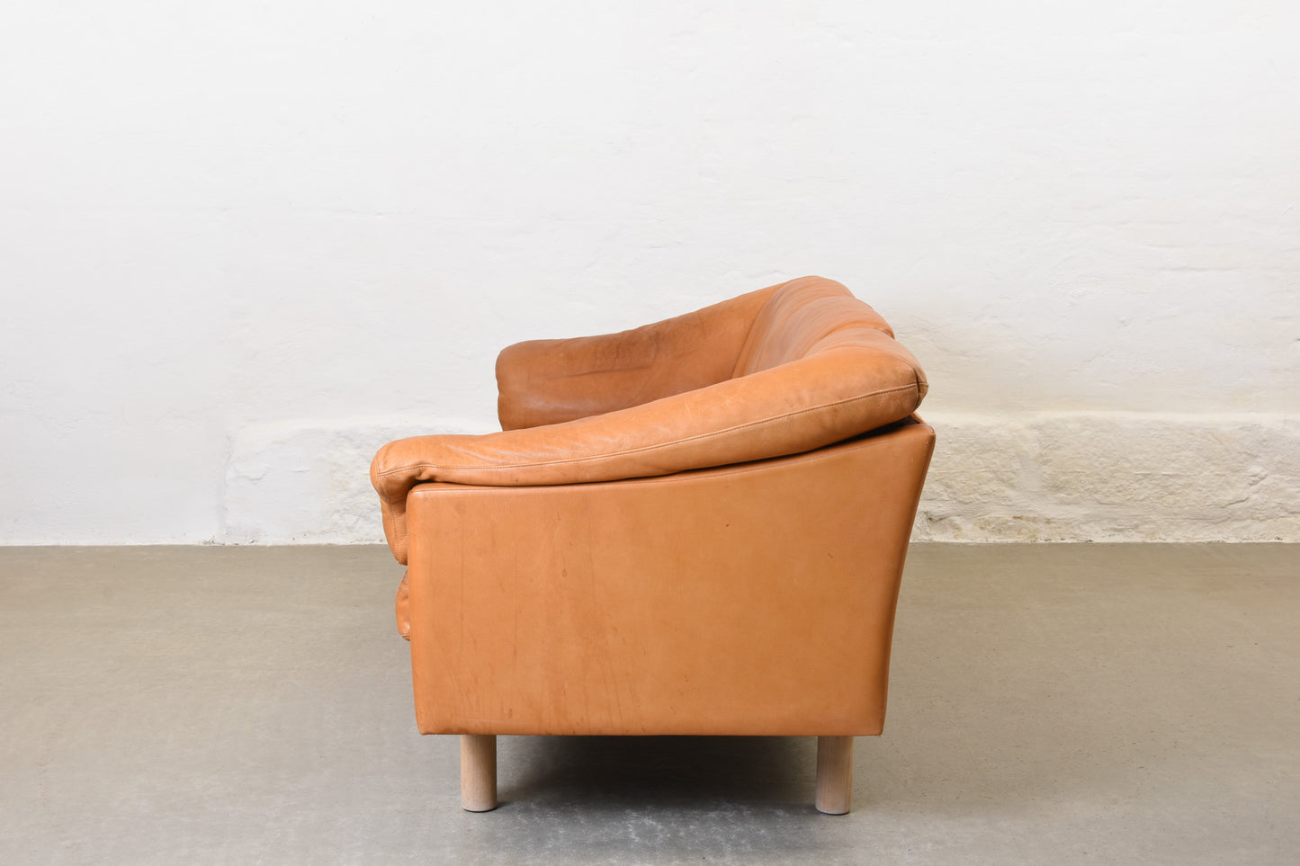 1980s Danish leather three seater