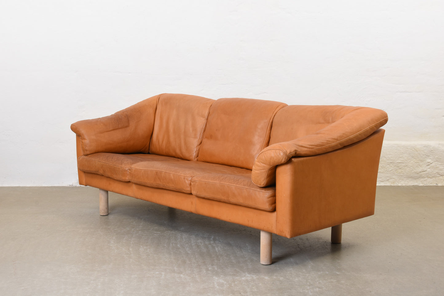 1980s Danish leather three seater