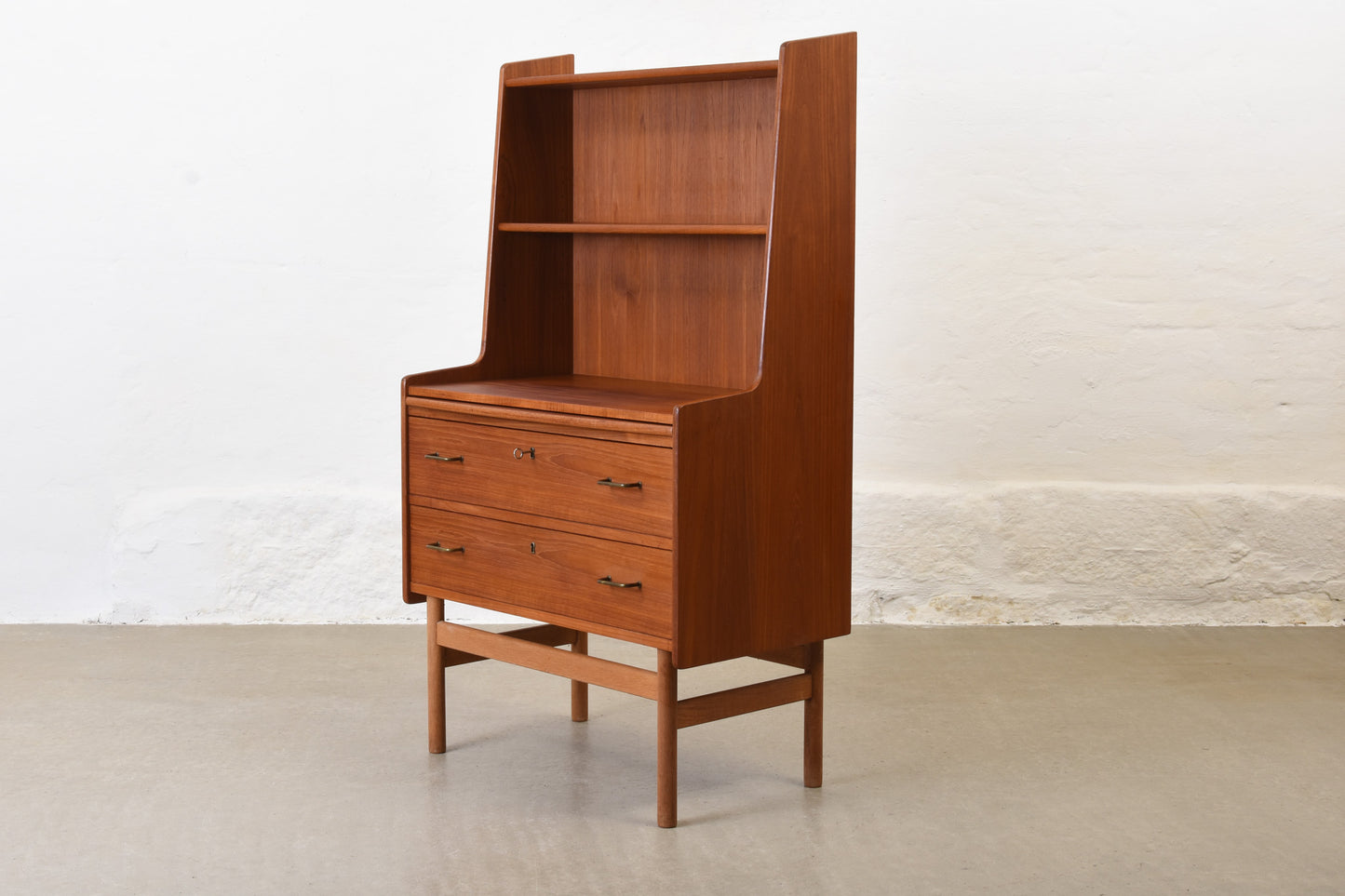 1960s teak secretary with bookshelf