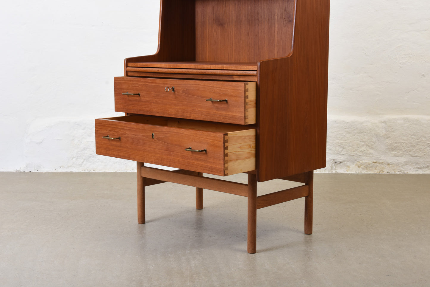 1960s teak secretary with bookshelf