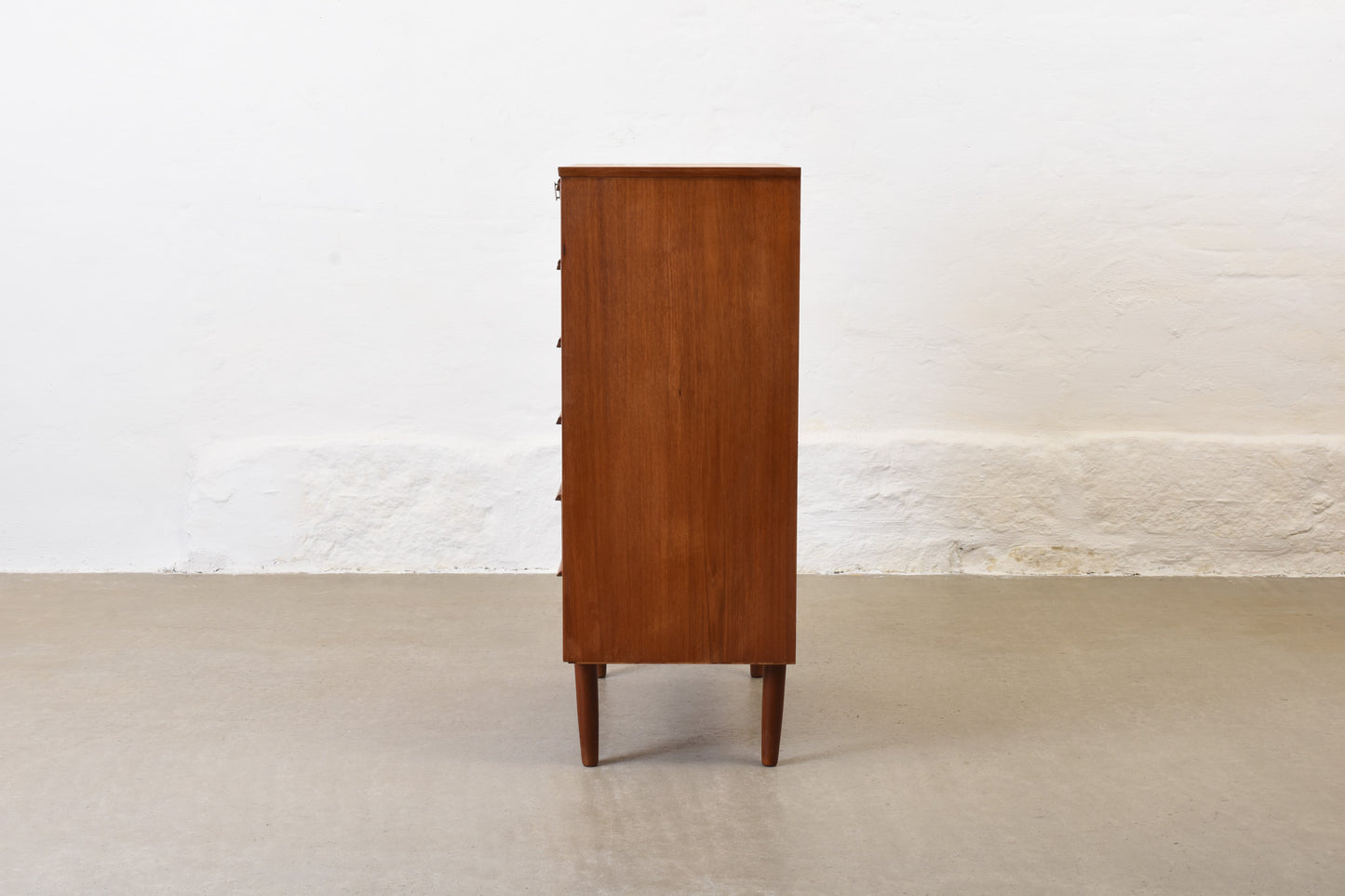 1960s teak chest of drawers with lipped handles - 106H cm