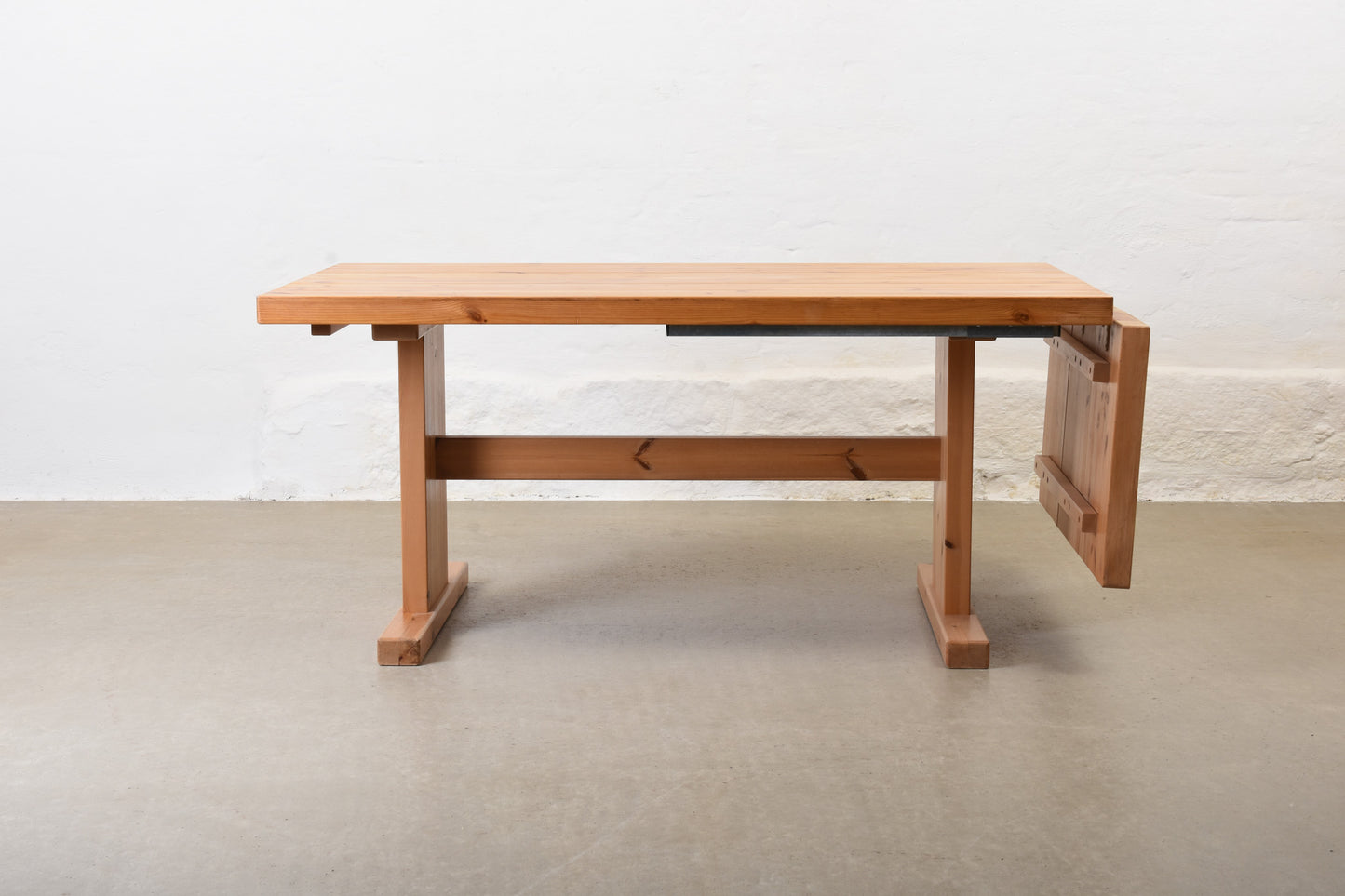 1970s drop-leaf dining table in pine