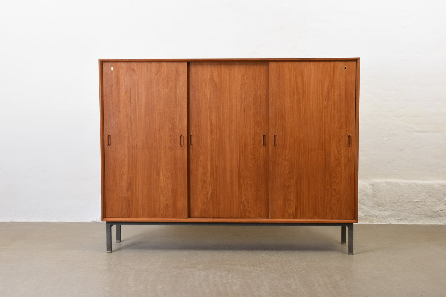 1960s teak archive cabinet on metal base