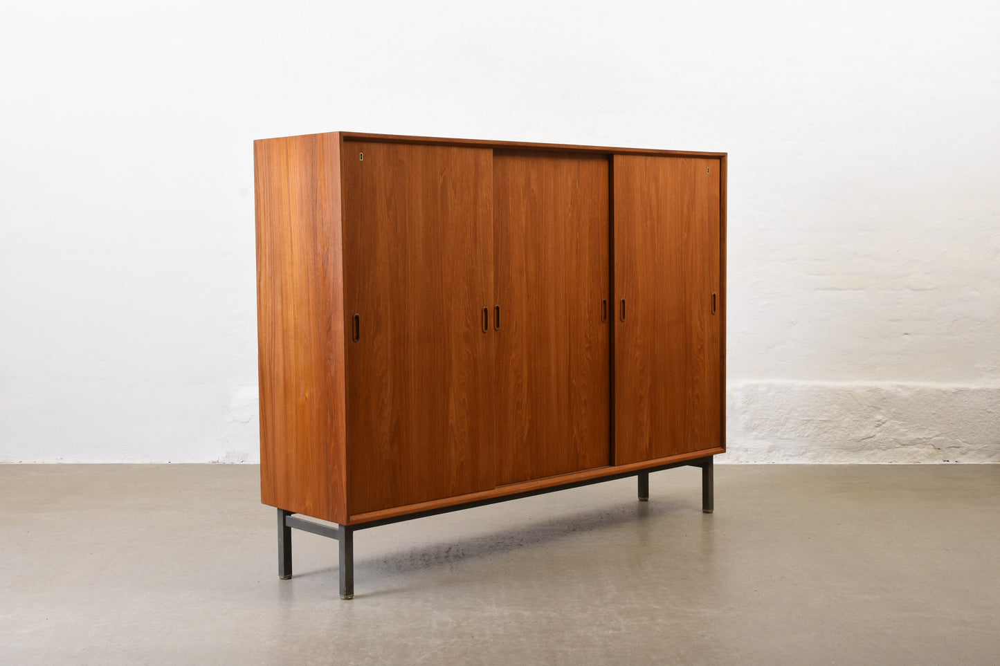 1960s teak archive cabinet on metal base