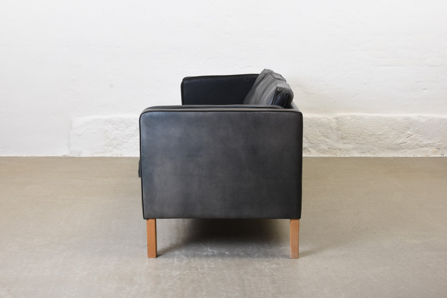 Vintage leather three seater by Mogens Hansen