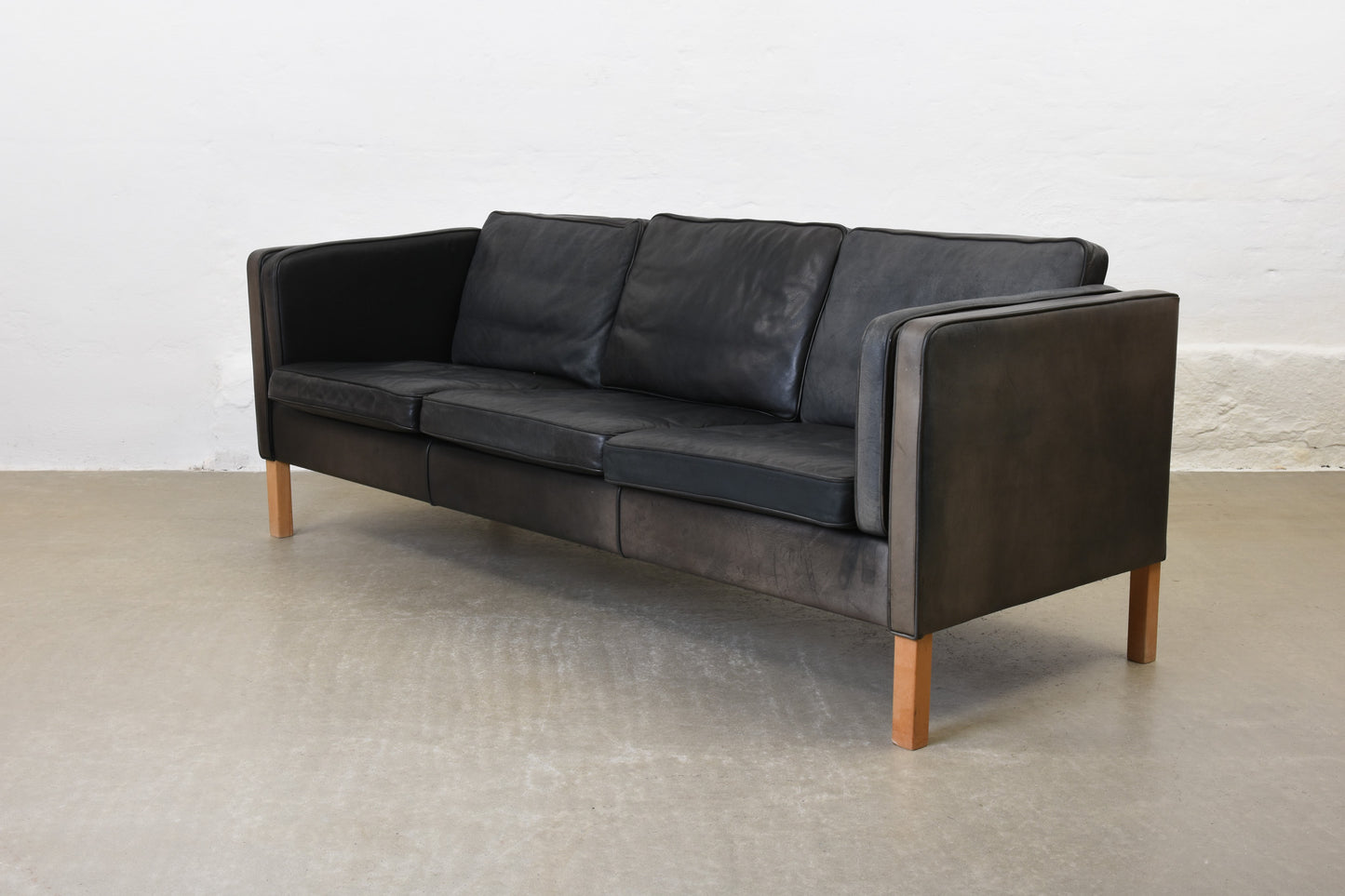 Vintage leather three seater by Mogens Hansen