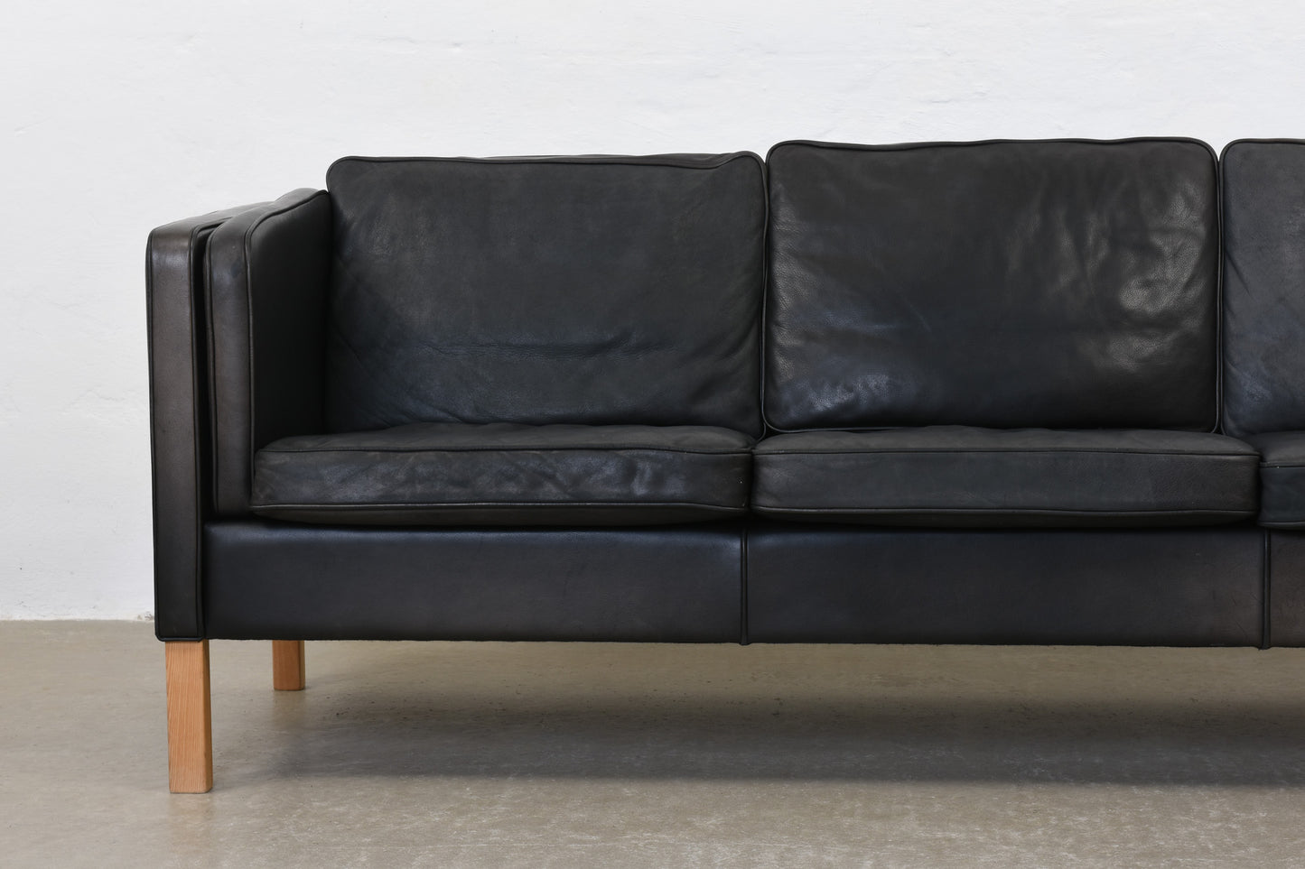 Vintage leather three seater by Mogens Hansen
