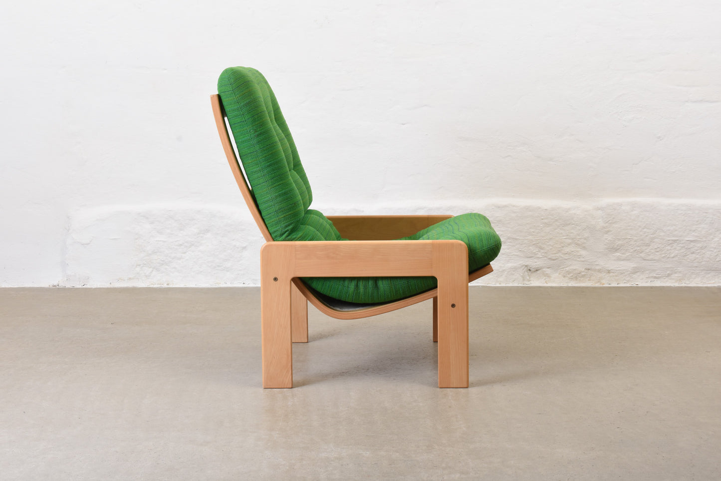 1970s beech + wool lounger by Yngve Ekström