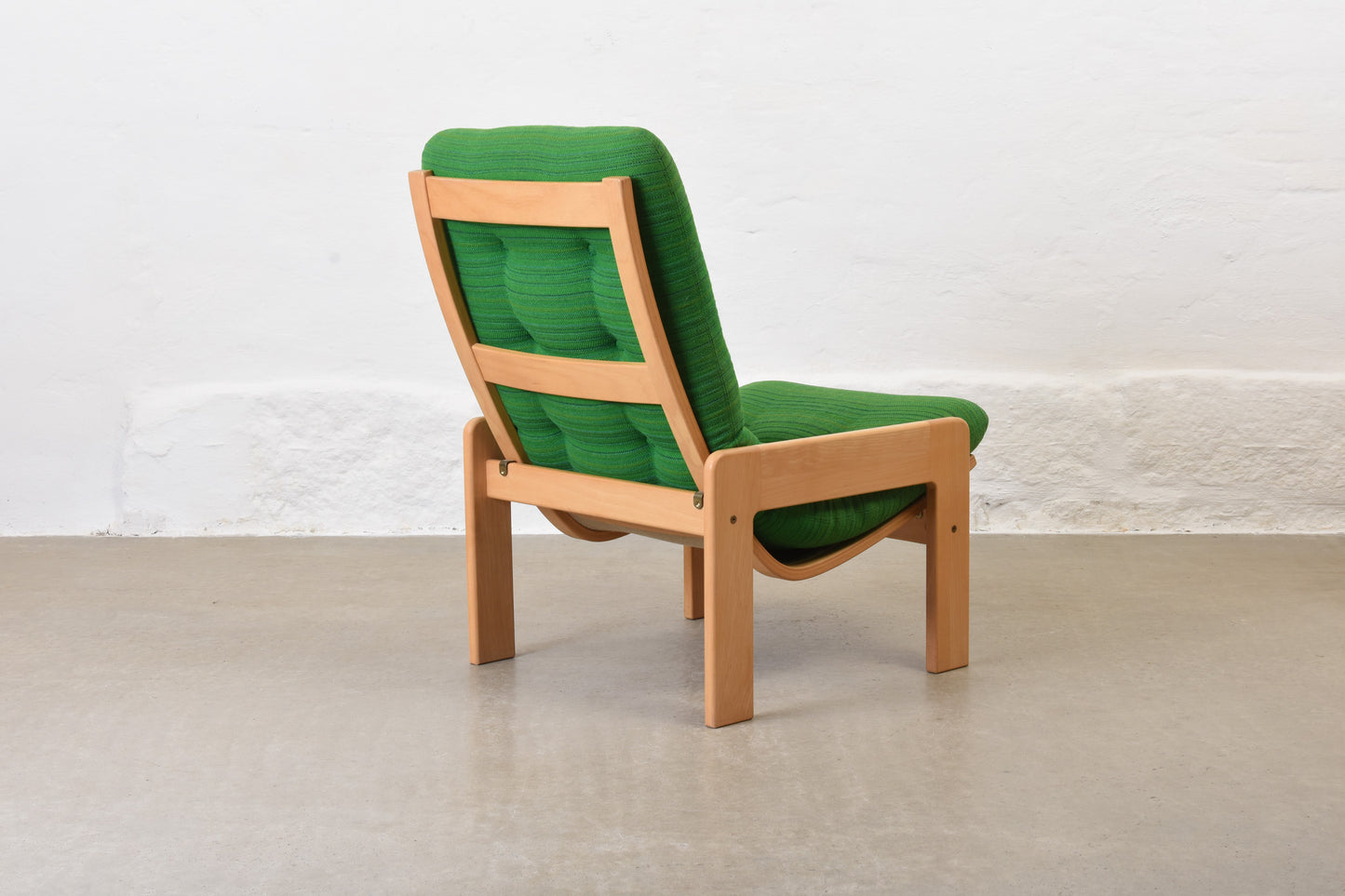 1970s beech + wool lounger by Yngve Ekström