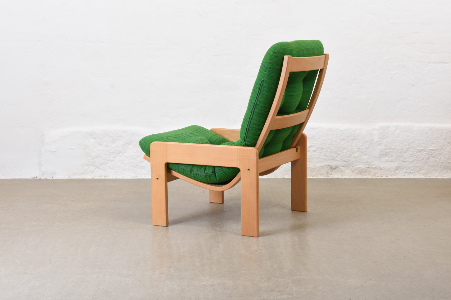 1970s beech + wool lounger by Yngve Ekström